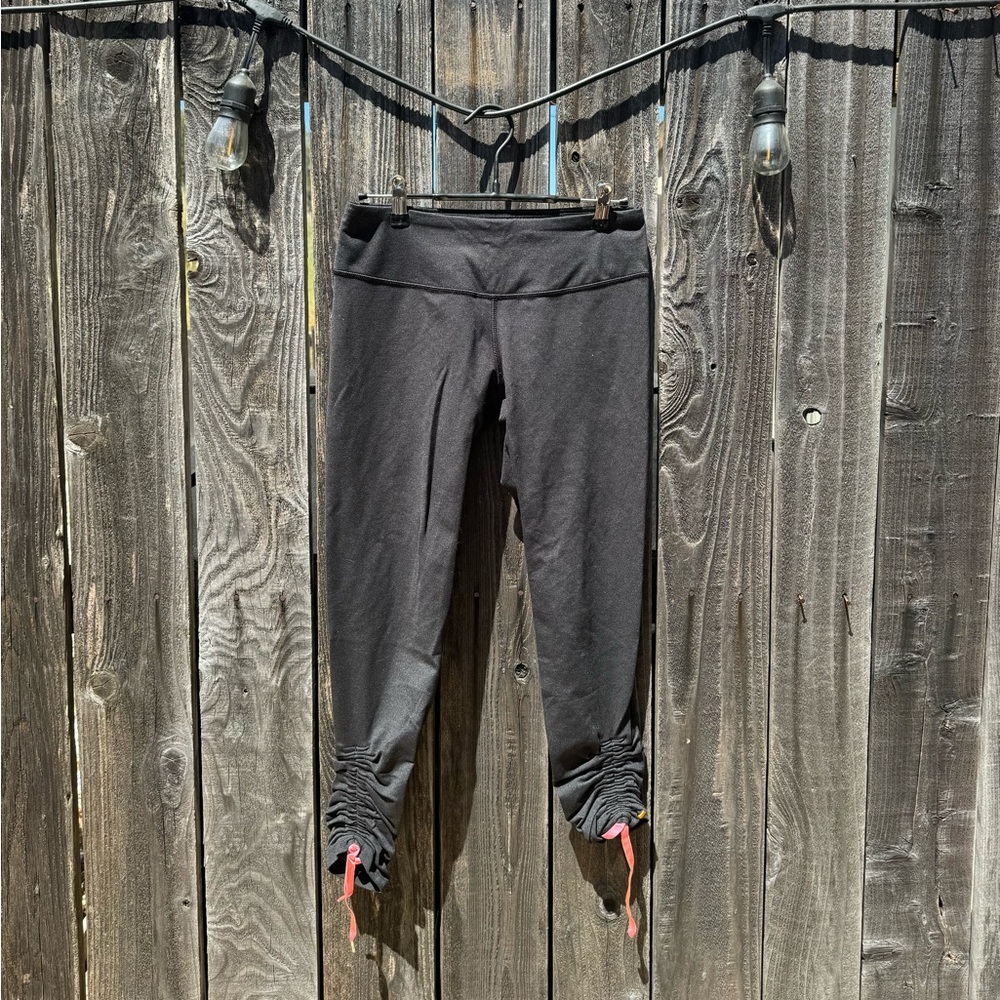 Lucy Activewear Charcoal Grey and Pink Adjustable Full Length Legging Medium